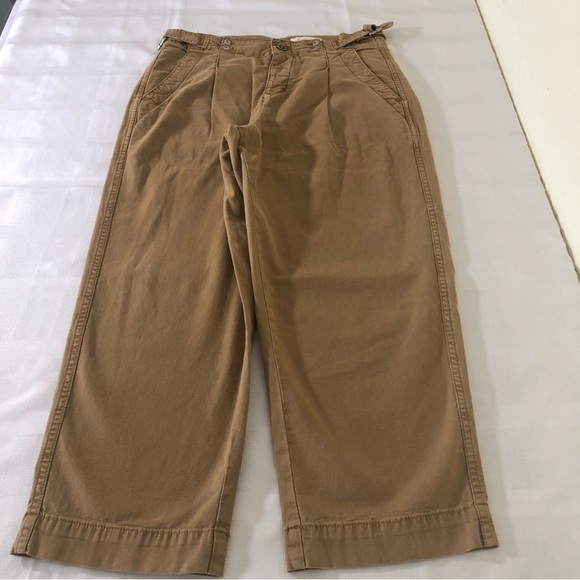 Anthropologie Khaki/Tan Wide-Leg Crop Cargo Pants High-Waisted Women’s Size 29 - Picture 14 of 16